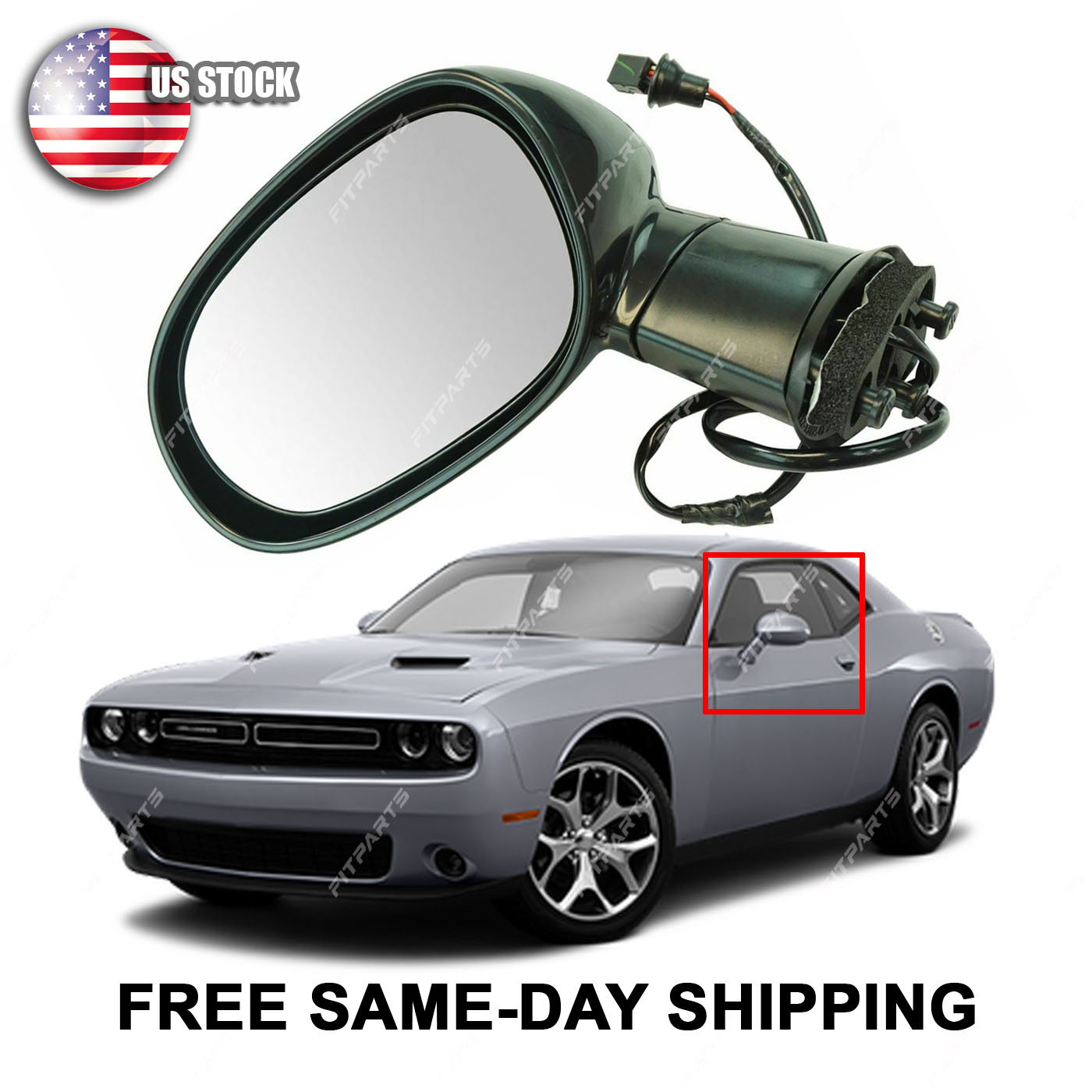 Power Driver Left Side Mirror For 20152018 Dodge Challenger Heated